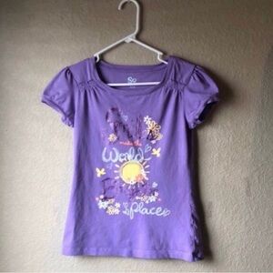 SO Shirt Girls Y2K Purple Short Sleeve Smiles Graphic Casual Top Kids Sz XL 16